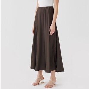Brown Satin Maxi Skirt